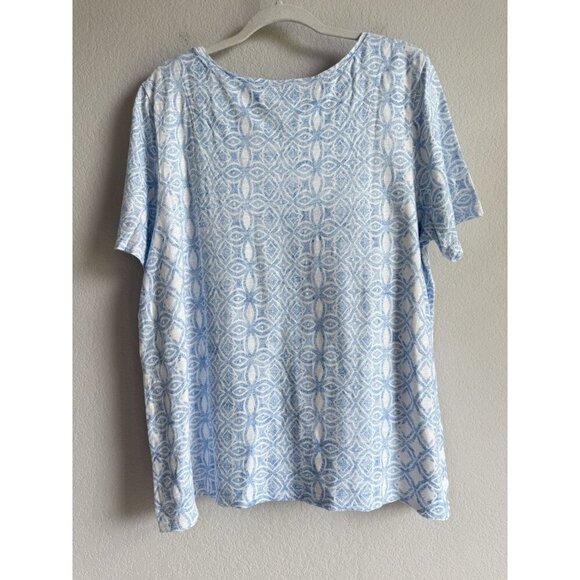 Chico’s Women’s Size 3 XL Geo Top Shirt Tee Short Sleeve V-Neck Cotton Modal - Picture 5 of 8